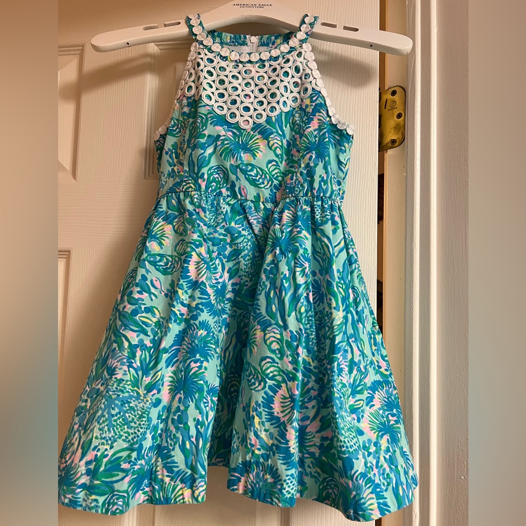 Lilly Pulitzer Blue And Green Kids Formal Dress